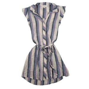 Bella‎ Dahl Girls Collared Button Front Dress Size 12 Tie Waist Stripes